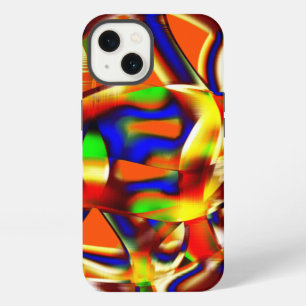 Etui iPhone 13 Coloré de couleurs imposantes, l'orange et le bleu