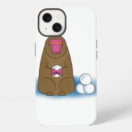 Etui iPhone 13 Combattant de boules de neige singe des neiges (Verso)