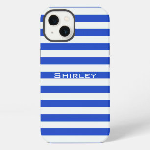 Etui iPhone 13 Combinaison de rayures bleu royal par Shirley Tayl