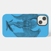 Etui iPhone 13 Conception d'ange noir et bleu (Verso Horizontal)