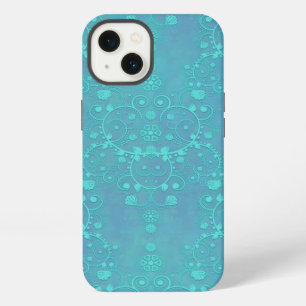 Etui iPhone 13 Conception de damas floral bleu sarcelle