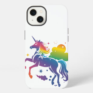 Etui iPhone 13 Conception de licorne aux couleurs de l'arc-en-cie