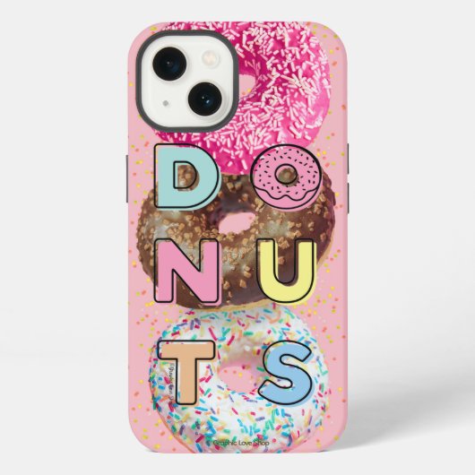 Etui iPhone 13 Conception de typographie de beignets sur fond de (Verso)