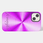 Etui iPhone 13 Conception métallique rose en acier inoxydable (Verso Horizontal)