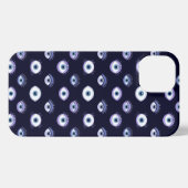 Etui iPhone 13 Conception Motif Oeil Avec Abstrait Gras Répété Bl (Verso Horizontal)