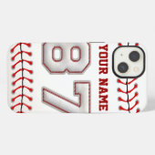 Etui iPhone 13 Cool de baseball pointillé numéro 87 (Verso Horizontal)