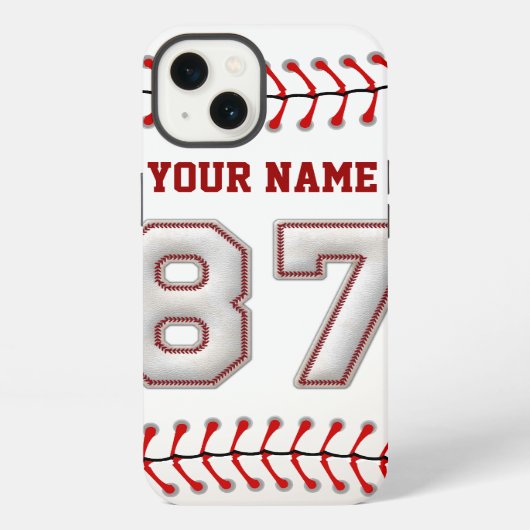 Etui iPhone 13 Cool de baseball pointillé numéro 87 (Verso)