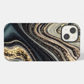 Etui iPhone 13 Coque-coque iphone abstrait noir et or (Verso Horizontal)