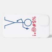 Etui iPhone 13 coque iphone - Stick bleu "Eff You" (Verso Horizontal)