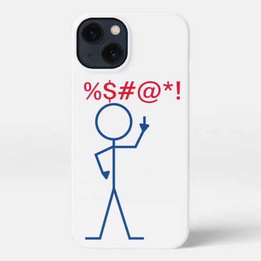 Etui iPhone 13 coque iphone - Stick bleu "Eff You" (Verso)
