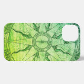 Etui iPhone 13 Coque iphone vert du vieux Rose Compass (Verso Horizontal)