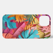 Etui iPhone 13 coque iphone _ Vibrant Feuilles tropicaux coupés e (Verso Horizontal)
