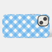 Etui iPhone 13 Coque-Mate bleu ciel en vichy coque iphone (Verso Horizontal)
