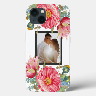 Etui iPhone 13 Coquelicot Rouge Fleurs Aquarelle Photo Personnali