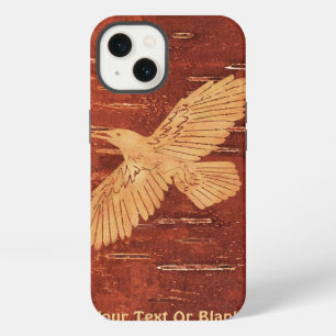 Etui iPhone 13 Corbeau rustique sur écorce interne de bouleau