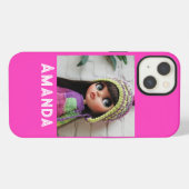 Etui iPhone 13 Cordelette rose néon (Verso Horizontal)