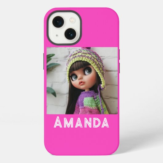 Etui iPhone 13 Cordelette rose néon (Verso)