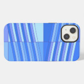 Etui iPhone 13 Couleurs bleues Rectangles ondulées (Verso Horizontal)