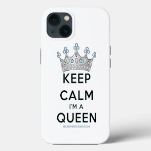 Etui iPhone 13 Couronne reine de SlipperyJoe's restez calme argen