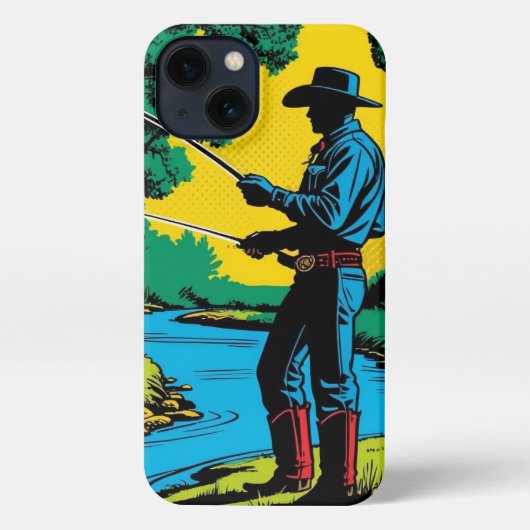 Etui iPhone 13 Cowboy Fisherman on Riverbank (Verso)