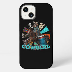 Etui iPhone 13 Cowgirl Rétro Chevauchant Cheval Cuir de Cheval Co