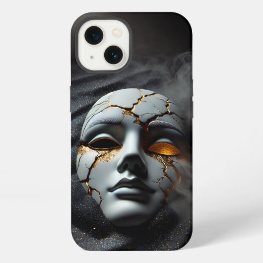 Etui iPhone 13 Cracked Porcelain Mask Dark iPhone 13 Tough Case (Verso)