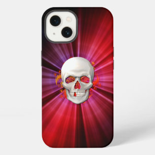 Etui iPhone 13 Crâne 3D dans un feu brillant