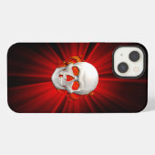 Etui iPhone 13 Crâne 3D en feu vif (Verso Horizontal)
