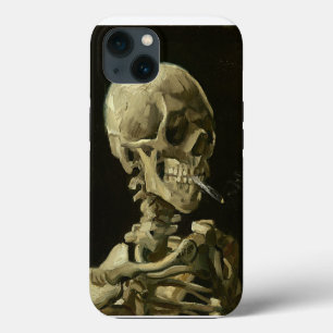 Etui iPhone 13 Crâne avec cigarette Van Gogh