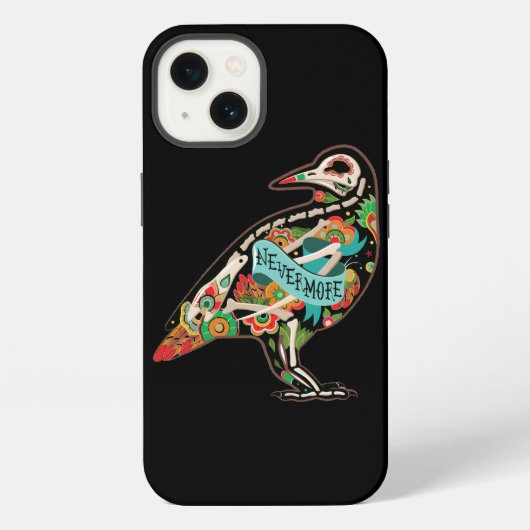 Etui iPhone 13 Crâne de corbeau Sucre Nevermore (Verso)