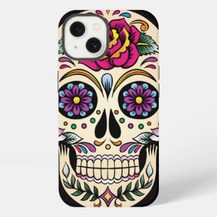 Etui iPhone 13 Crâne de sucre Jour des morts avec rose