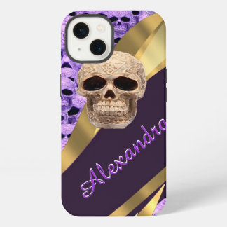 Etui iPhone 13 Crâne gothique violet personnalisé