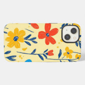 Etui iPhone 13 Crayon et fleurs de papillon (Verso Horizontal)