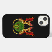 Etui iPhone 13 Croissant de lune celtique et dragons (Verso Horizontal)