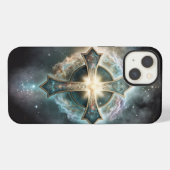 Etui iPhone 13 Croix chrétienne céleste (Verso Horizontal)