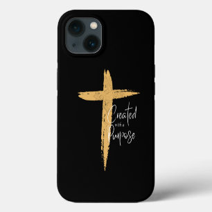 Etui iPhone 13 Croix dorée avec Jésus Créé avec un but