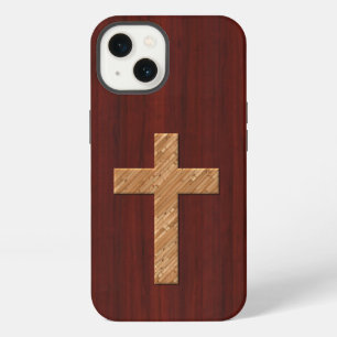 Etui iPhone 13 Croix : Redwood avec pin blanc embouti