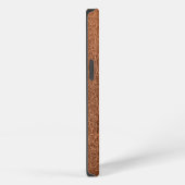 Etui iPhone 13 Cuir Brun Faux Monogramme (Côté droit)
