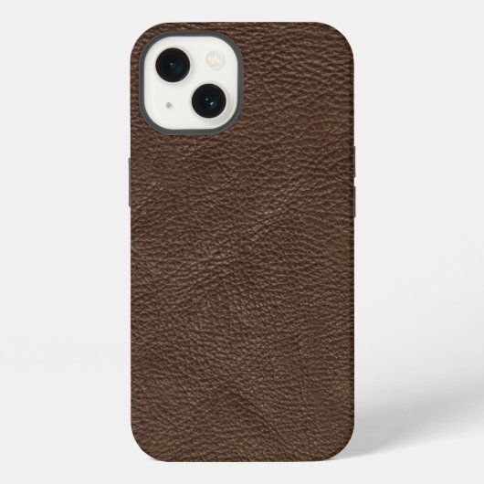 Etui iPhone 13 Cuir Texturé Marron (Verso)
