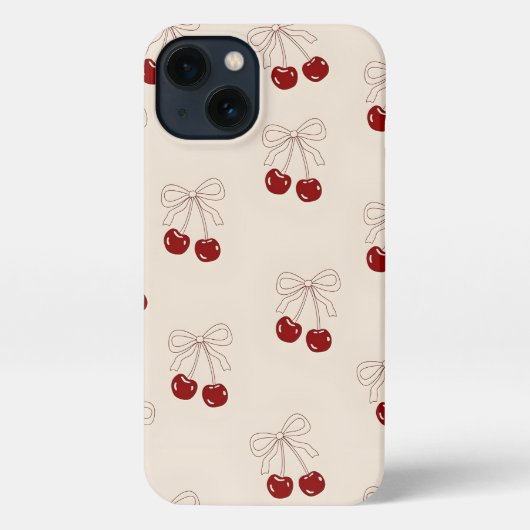 Etui iPhone 13 Cute Cherries & Bow iPhone 13 Coque - Girly Aesthe (Verso)