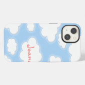 Etui iPhone 13 Cute Clouds Pattern Blue Pink Personalized (Verso Horizontal)