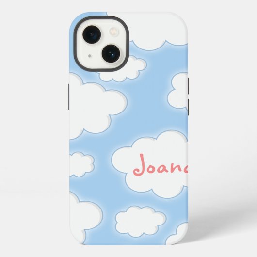 Etui iPhone 13 Cute Clouds Pattern Blue Pink Personalized (Verso)