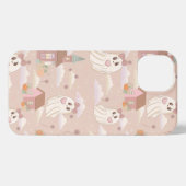 Etui iPhone 13 Cute Pastel Rose Halloween Fantôme (Verso Horizontal)