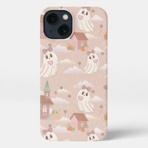 Etui iPhone 13 Cute Pastel Rose Halloween Fantôme