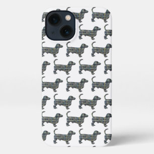 Etui iPhone 13 Dachshund Daxie Chien Cute Silhouette Grille Blanc