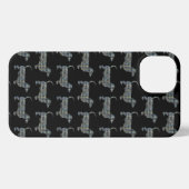 Etui iPhone 13 Dachshund Daxie Chien Cute Silhouette Grille Noir (Verso Horizontal)