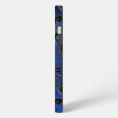 Etui iPhone 13 DAMASK GEM MONOGRAM bleu foncé (Côté gauche)