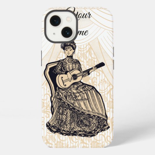 Etui iPhone 13 dame avec guitare (Verso)