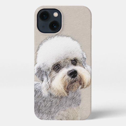 Etui iPhone 13 Dandie Dinmont Terrier Peinture Chien Art original (Verso)