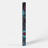 Etui iPhone 13 Dans l'abstrait fractal bleu profond rose (Côté droit)
